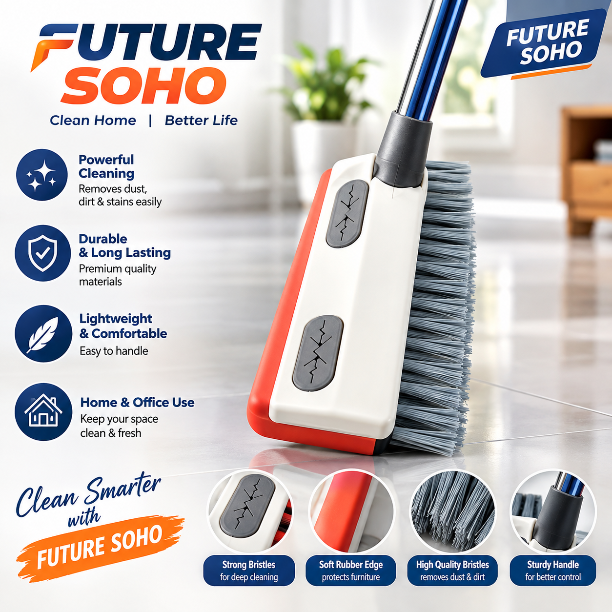Long Handle Bathroom Tile Cleaning Brush with Durable Bristles - Image 2