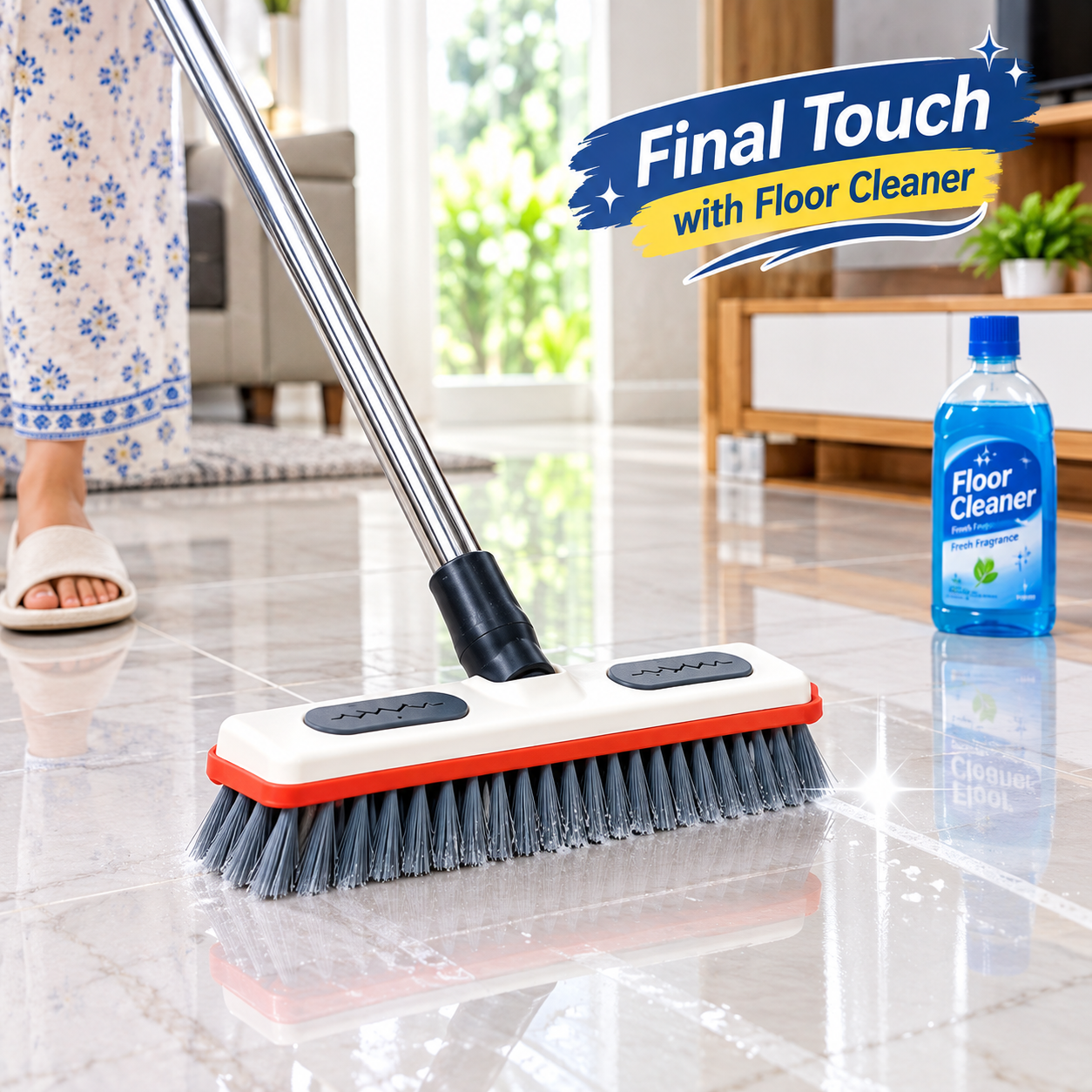 Long Handle Bathroom Tile Cleaning Brush with Durable Bristles - Image 4
